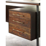 Featuring Lauren  Desk by Four Hands at Amethyst Home. This mid-century inspired lawyer's desk offers heavy-duty storage with two-sided cabinetry. A floating top and simple iron legs keeps the look light and modern. Solid acacia casing with reclaimed peroba wood door and drawer fronts. This piece is designed in collaboration with Thomas Bina. Four Handsâ€™ partnership with the ren. Amethyst Home provides interior design, new construction, custom furniture, and area rugs in the Portland metro area.