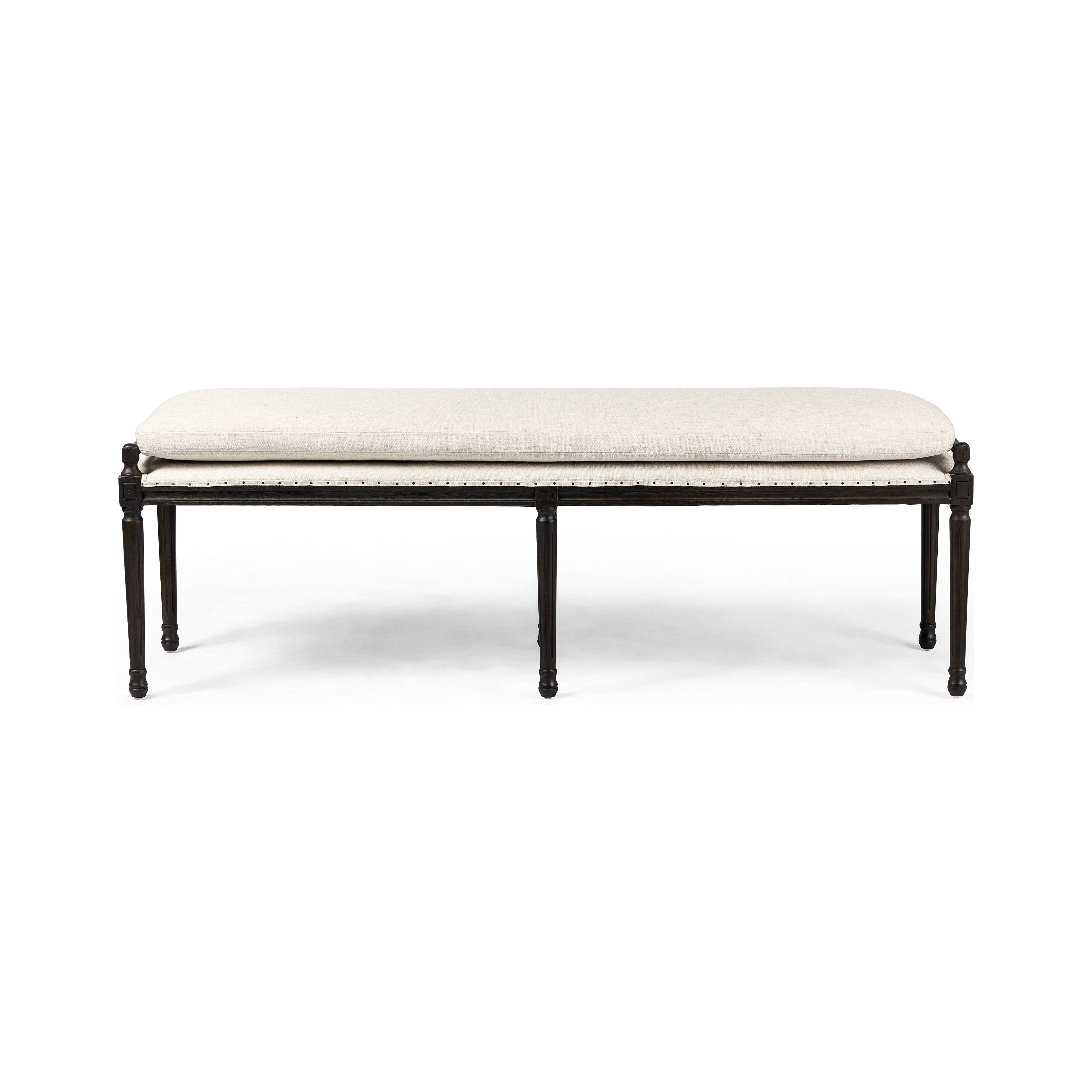 Featuring Lucille Alcala Cream Dining Bench by Four Hands at Amethyst Home. Solid oak legs support bench-style dining seat with water-repellent performance fabric in a versatile cream. Nailhead trim for fun finishing touch. Performance fabrics are specially created to withstand spills, stains, high traffic and wear, ensuring long-term comfort and unmatched durability.Overall Dimen. Amethyst Home provides interior design, new construction, custom furniture, and area rugs in the Monterey metro area.