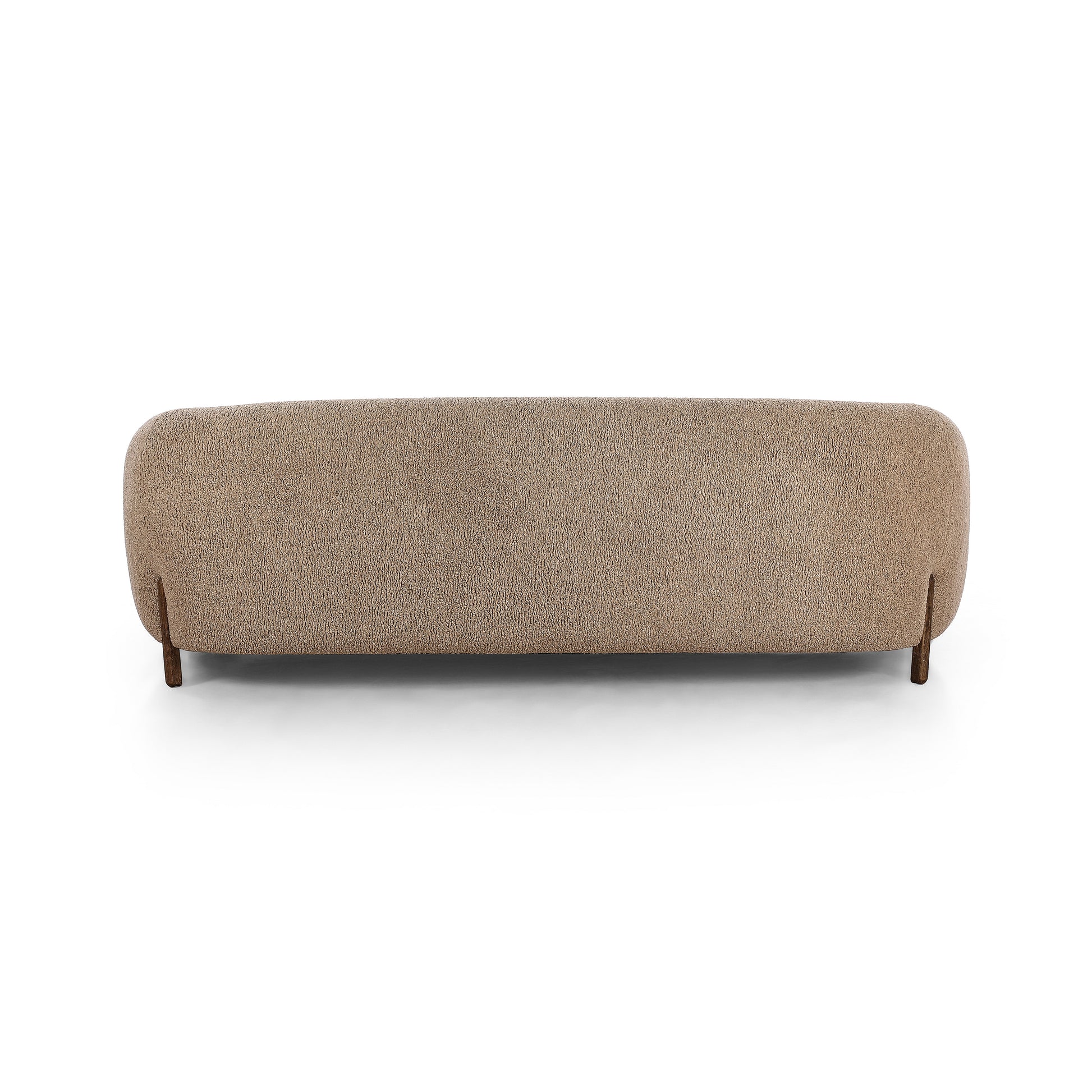 Lyla Sheepskin Camel Sofa is a fresh, elongated take on the traditional tub chair, with exaggerated depth for drama and comfort. Solid wood legs intersect sheepskin upholstery on this plush sofa for clean contrast and scale. Amethyst Home provides interior design services, furniture, rugs, and lighting in the Kansas City metro area.
