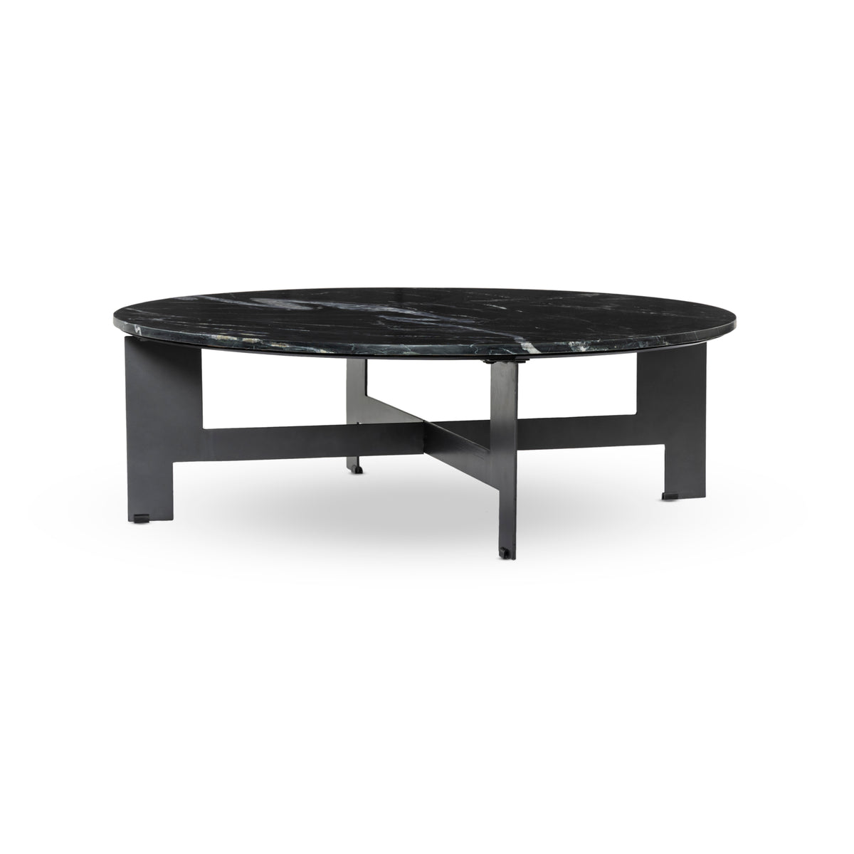 Marble Black Round Coffee Table With Iron | shipping 03/10/2025