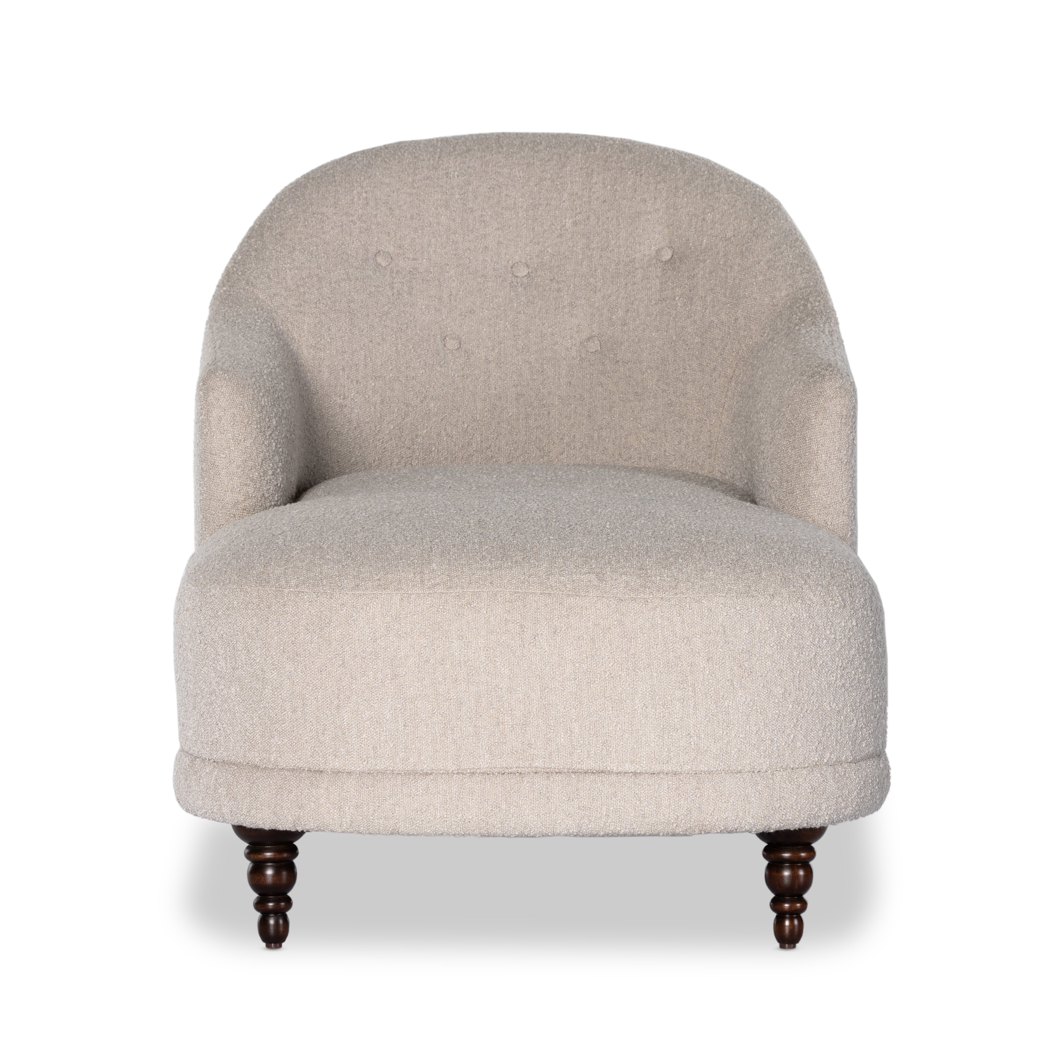 Traditional shape with modern styling, turned legs complement the soft curves of this lounge-worthy chaise. Performance fabrics are specially created to withstand spills, stains, high traffic and wear, ensuring long-term comfort and unmatched durability. Amethyst Home provides interior design, new construction, custom furniture and area rugs in the Newport Beach metro area