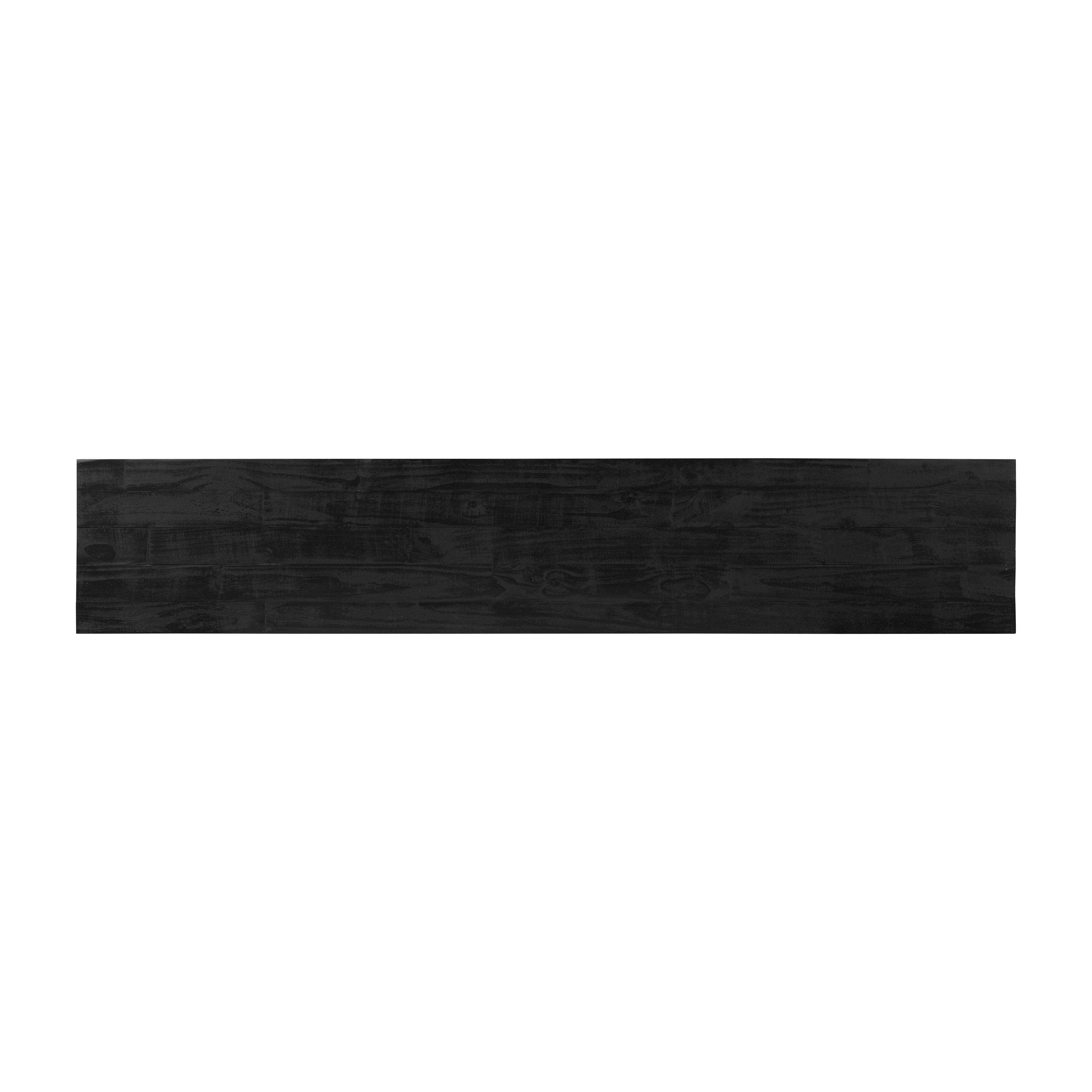 Simple and streamlined to showcase natural beauty. Finished in a traditional black, solid reclaimed pine forms a modern media console with rustic vibes. Amethyst Home provides interior design, new home construction design consulting, vintage area rugs, and lighting in the Houston metro area.