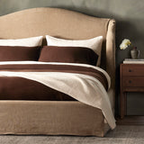 Featuring Meryl Broadway Canvas Slipcover Bed by Four Hands at Amethyst Home. Inspired by the curved silhouette of the camel-back sofa, this classic shape is updated with the casual look of a slipcover. Slipcovered styles are fully removable and machine-washable for easy care.KingOverall Dimensions: 86.50"w x 89.00"d x 52.50"hWeight: 217.59 lbsQueenOverall Dimensions: 70.00"w x 89.0. Amethyst Home provides interior design, new construction, custom furniture, and area rugs in the Dallas metro area.
