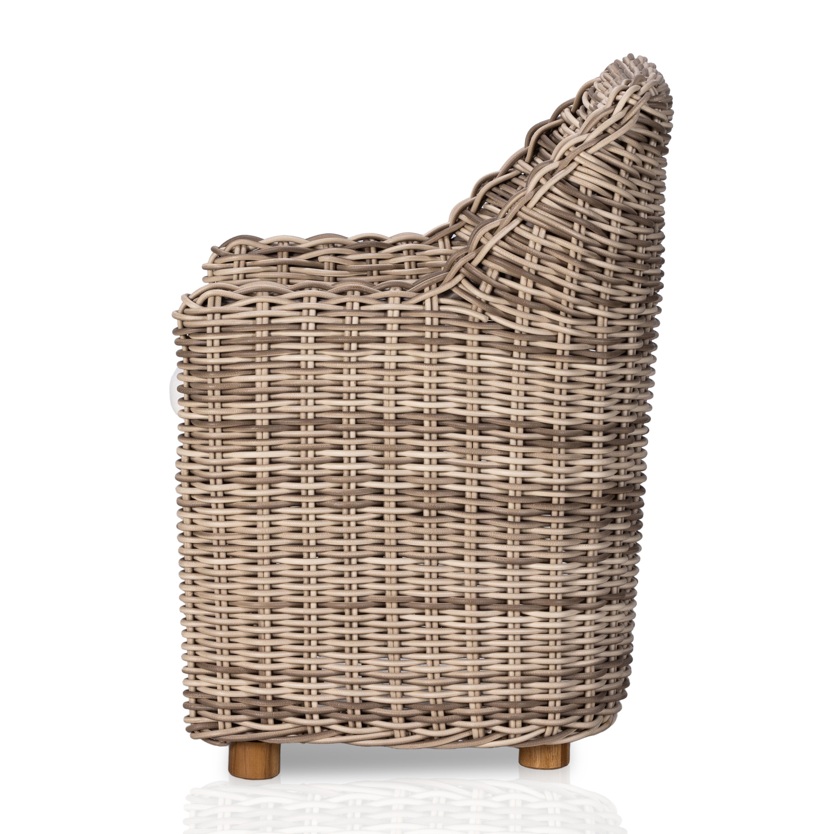 Featuring Messina Outdoor Dining Armchair by Four Hands at Amethyst Home. Traditional heritage shape on a grand scale. The outdoor dining chair is crafted from durable natural teak in a gorgeous, woven pattern highlighting the texture's natural highs and lows. Oversized with deep-seated comfort for the ultimate outdoor dining space. Cover or store indoors during inclement weather and . Amethyst Home provides interior design, new construction, custom furniture and area rugs in the Austin metro area