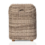 Featuring Messina Outdoor Dining Armchair by Four Hands at Amethyst Home. Traditional heritage shape on a grand scale. The outdoor dining chair is crafted from durable natural teak in a gorgeous, woven pattern highlighting the texture's natural highs and lows. Oversized with deep-seated comfort for the ultimate outdoor dining space. Cover or store indoors during inclement weather. Amethyst Home provides interior design, new construction, custom furniture and area rugs in the Kansas City metro area