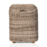 Featuring Messina Outdoor Dining Armchair by Four Hands at Amethyst Home. Traditional heritage shape on a grand scale. The outdoor dining chair is crafted from durable natural teak in a gorgeous, woven pattern highlighting the texture's natural highs and lows. Oversized with deep-seated comfort for the ultimate outdoor dining space. Cover or store indoors during inclement weather. Amethyst Home provides interior design, new construction, custom furniture and area rugs in the Kansas City metro area