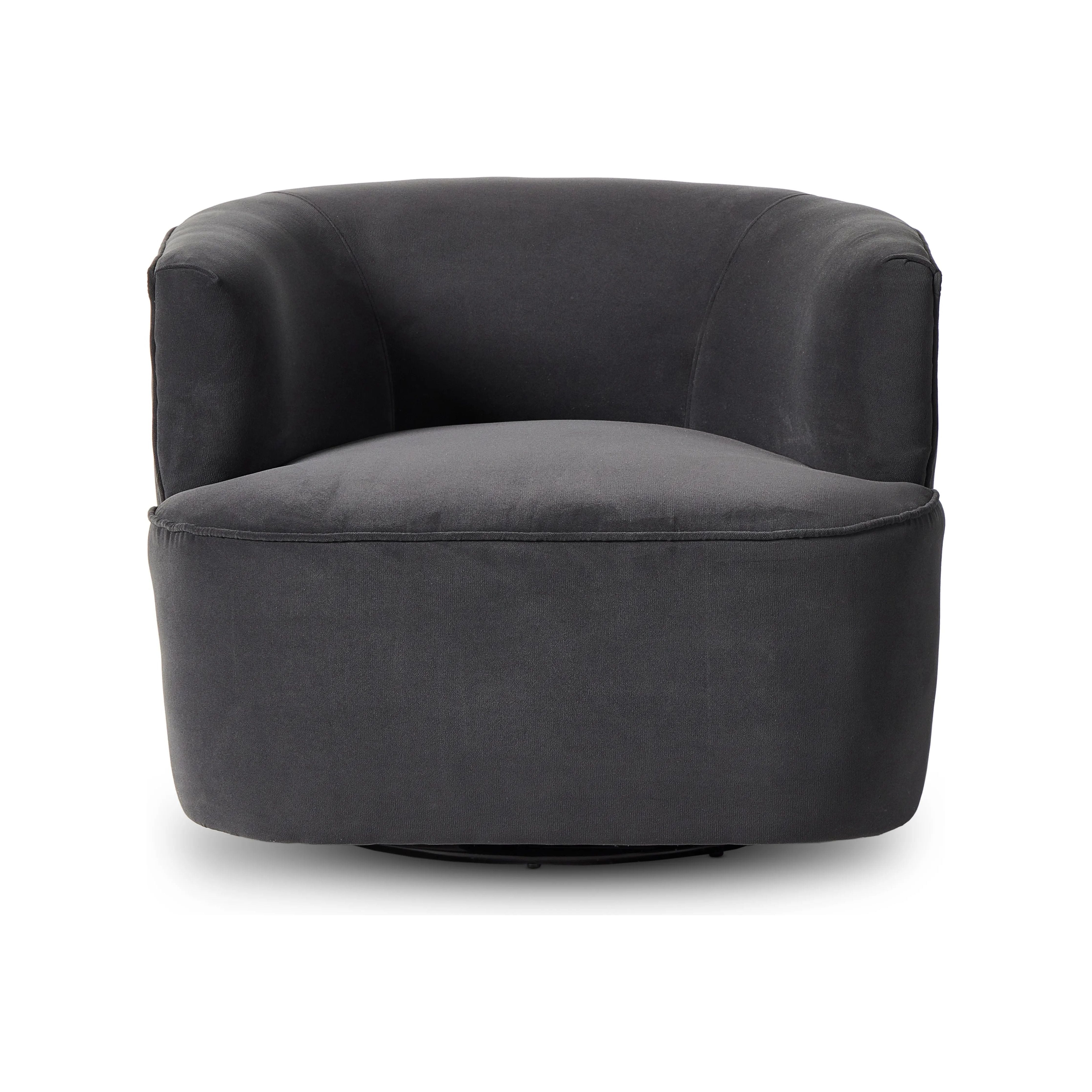 Featuring Mila Swivel Chair - Henry Charcoal by Four Hands at Amethyst Home. Charcoal high-performance fabric pairs with a hidden 360-degree swivel. Performance fabrics are specially created to withstand spills, stains, high traffic and wear, ensuring long-term comfort and unmatched durability.Overall Dimensions: 33"W x 35.5"L x 27"H
Collection: AtelierColo. Amethyst Home provides interior design, new home construction design consulting, vintage area rugs, and lighting in the Charlotte metro area.