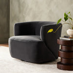 Featuring Mila Swivel Chair - Henry Charcoal by Four Hands at Amethyst Home. Charcoal high-performance fabric pairs with a hidden 360-degree swivel. Performance fabrics are specially created to withstand spills, stains, high traffic and wear, ensuring long-term comfort and unmatched durability.Overall Dimensions: 33"W x 35.5"L x 27"H
Collection: AtelierC. Amethyst Home provides interior design, new home construction design consulting, vintage area rugs, and lighting in the Laguna Beach metro area.