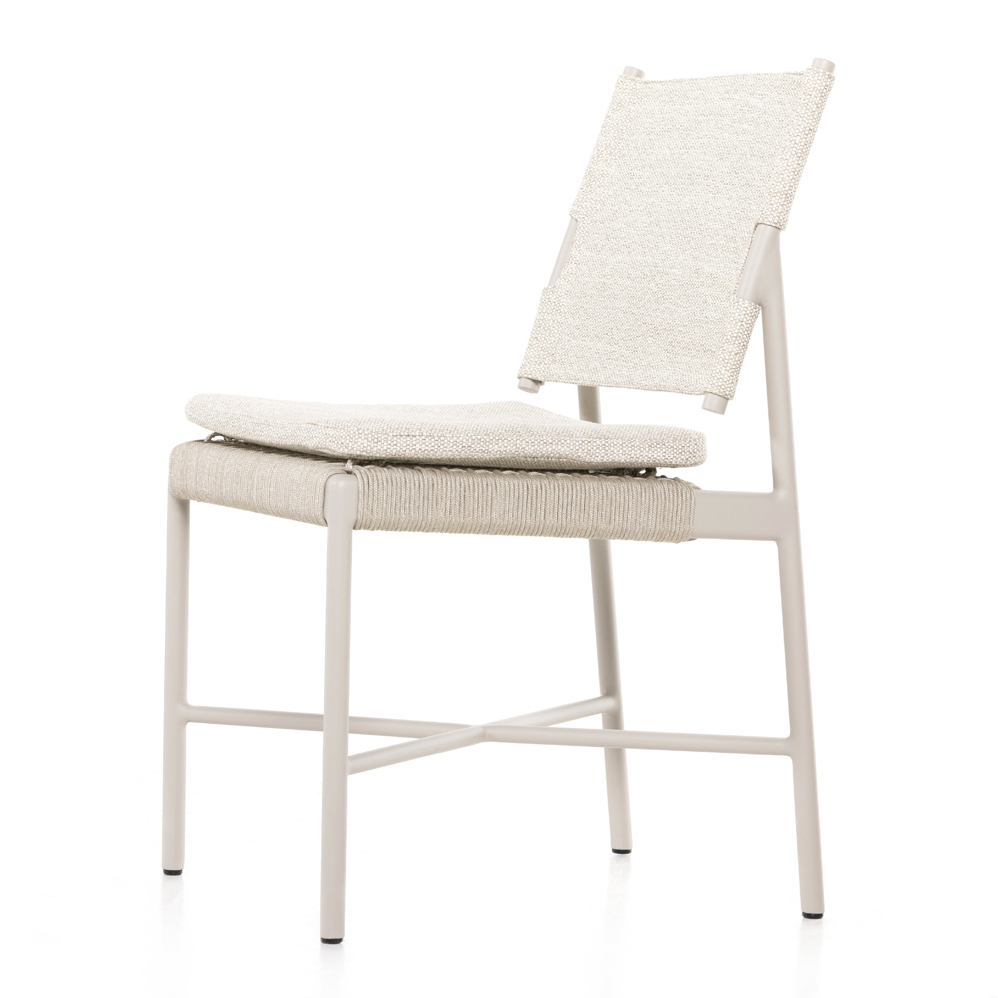 Featuring Miller Dove Taupe Outdoor Dining Chair by Four Hands at Amethyst Home. Make a beautifully monochromatic statement, indoors or out. Finished in a light taupe, slim, airy aluminum frames all-weather wicker seating with a top cushion for added comfort. Cover or store indoors during inclement weather and when not in use.Overall Dimensions: 19"W x 22"L x 35"H
Collection: Solano. Amethyst Home provides interior design, new construction, custom furniture, and area rugs in the Boston metro area.