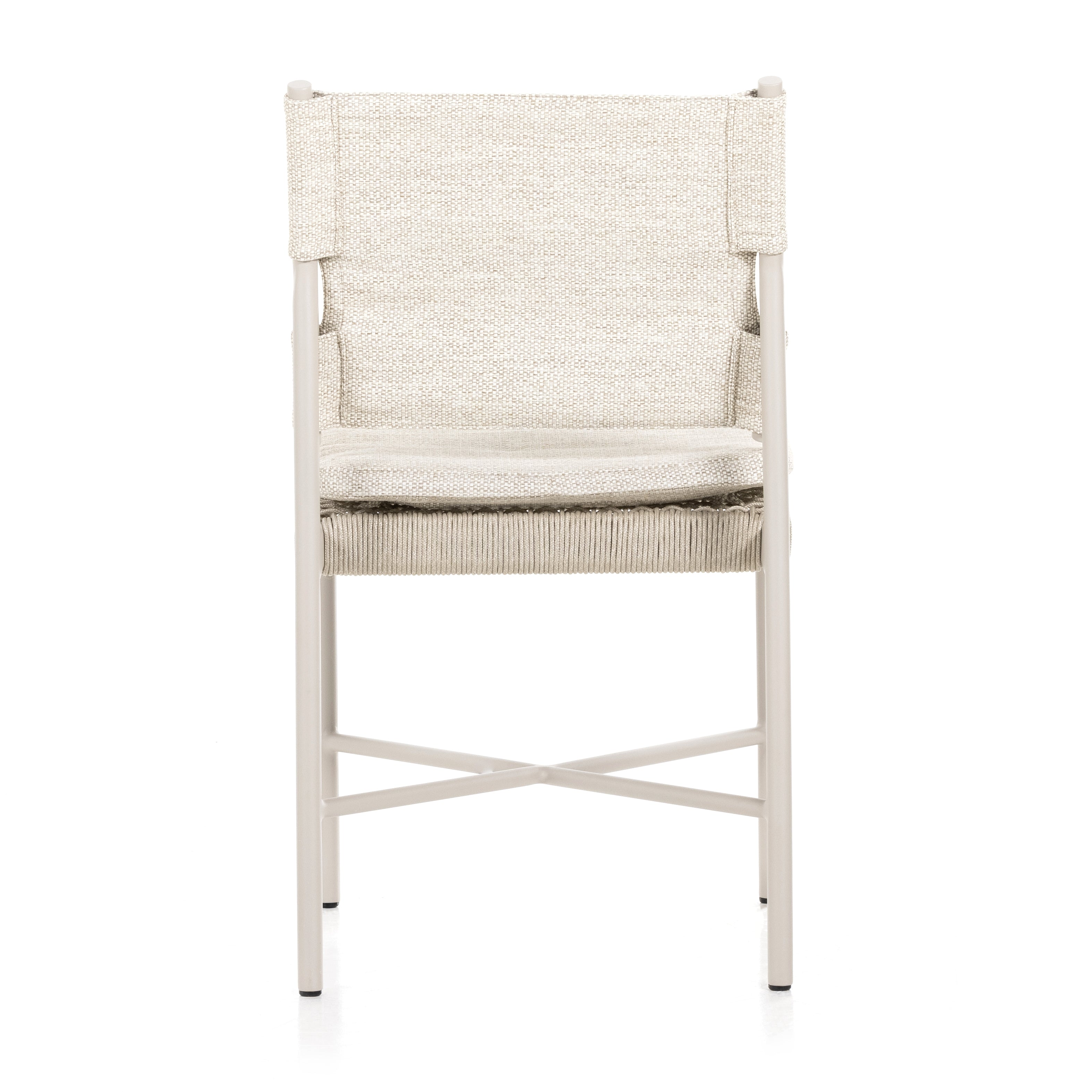 Featuring Miller Dove Taupe Outdoor Dining Chair by Four Hands at Amethyst Home. Make a beautifully monochromatic statement, indoors or out. Finished in a light taupe, slim, airy aluminum frames all-weather wicker seating with a top cushion for added comfort. Cover or store indoors during inclement weather and when not in use.Overall Dimensions: 19"W x 22"L x 35"H
Collection: Solano. Amethyst Home provides interior design, new construction, custom furniture, and area rugs in the Dallas metro area.
