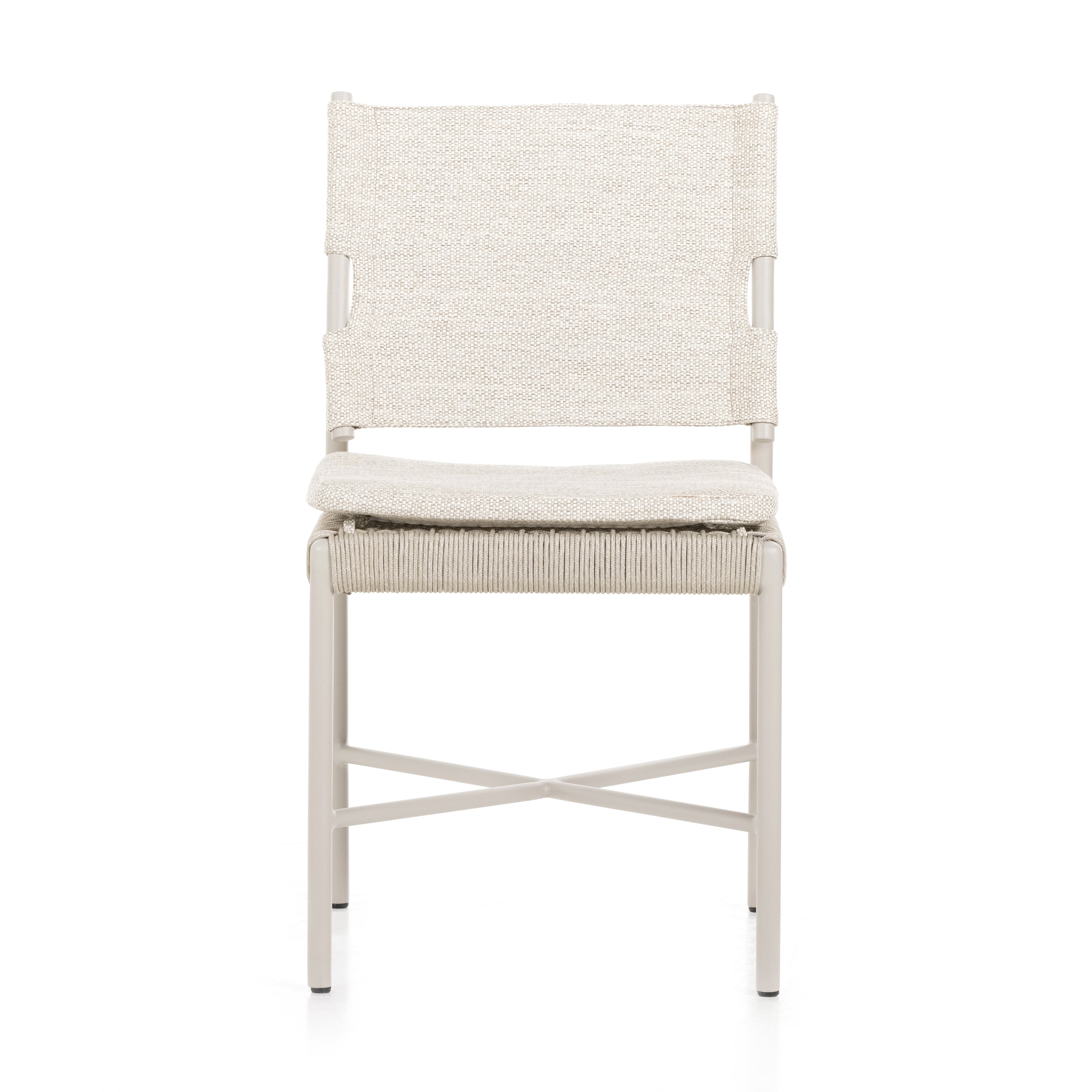 Featuring Miller Dove Taupe Outdoor Dining Chair by Four Hands at Amethyst Home. Make a beautifully monochromatic statement, indoors or out. Finished in a light taupe, slim, airy aluminum frames all-weather wicker seating with a top cushion for added comfort. Cover or store indoors during inclement weather and when not in use.Overall Dimensions: 19"W x 22"L x 35"H
Collection: SolanoC. Amethyst Home provides interior design, new construction, custom furniture, and area rugs in the Tampa metro area.