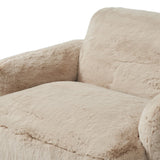 Oversized and modern, this arm chair is a statement piece whether styled alone or with an existing living room setup. The neutral faux fur covering subdues bold arms and cylindrical legs. With spring suspension in the seat cushion and webbed suspension in the back, the piece is designed with durability and comfort in mind.Collection: Carnegi Amethyst Home provides interior design, new home construction design consulting, vintage area rugs, and lighting in the Des Moines metro area.