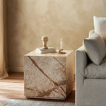 Featuring Modern Desert Taupe Marble Plinth End Table by Four Hands at Amethyst Home. Taupe marble shapes a cubed, plinth-style end table that can be styled just about anywhere.Overall Dimensions: 22"W x 22"L x 22"H
Collection: ElementColors: Desert Taupe MarbleMaterials: Solid Marble Weight: 147.18 lbsClearance from Floor: 0.75"Overhang: 0.75"Tabletop Th. Amethyst Home provides interior design, new home construction design consulting, vintage area rugs, and lighting in the Los Angeles metro area.
