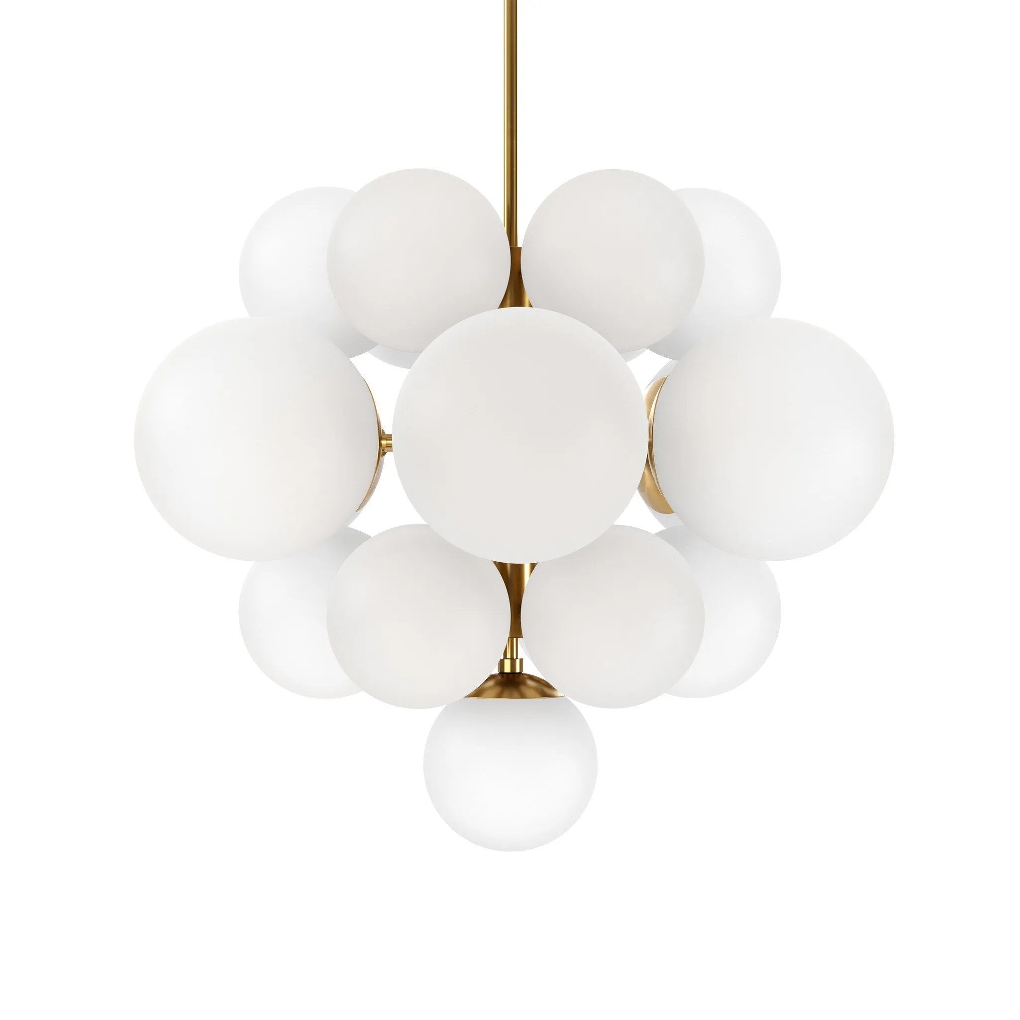 Marbled glass spheres form an interstellar cluster around a burnished brass frame. Each globe is individually blown, shaped and sculpted by hand through a one-hour process. Brass and glass are 98% recyclable. Designed and sustainably crafted in Poland by Schwung.Overall Dimensions27.00"w x 27.00"d x 24.75"hFull Details &amp; SpecificationsTear Shee Amethyst Home provides interior design, new home construction design consulting, vintage area rugs, and lighting in the Dallas metro area.
