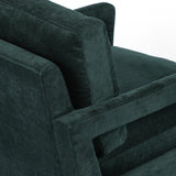 Featuring Olson Emerald Worn Velvet Chair by Four Hands at Amethyst Home. A clean, sophisticated silhouette meets velvety emerald upholstery with side-arm cutouts, for a balanced look with a mid-century air. Tapered oak legs add a feminine finishing touch. Performance fabrics are specially created to withstand spills, stains, high traffic and wear, ensuring long-term comfort a. Amethyst Home provides interior design, new construction, custom furniture, and area rugs in the Laguna Beach metro area.
