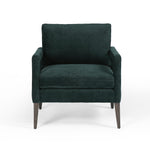 Featuring Olson Emerald Worn Velvet Chair by Four Hands at Amethyst Home. A clean, sophisticated silhouette meets velvety emerald upholstery with side-arm cutouts, for a balanced look with a mid-century air. Tapered oak legs add a feminine finishing touch. Performance fabrics are specially created to withstand spills, stains, high traffic and wear, ensuring long-term comfort . Amethyst Home provides interior design, new construction, custom furniture, and area rugs in the Winter Garden metro area.