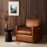 Featuring Olson Sonoma Butterscotch Swivel Chair by Four Hands at Amethyst Home. Low, structured seating upholstered in butterscotch-finished top-grain leather atop a 360-degree swivel.Overall Dimensions: 30"W x 36"L x 32"H
Collection: GraysonColors: Sonoma ButterscotchMaterials: Top Grain Leather Weight: 70.55 lbsSeat Depth: 22"Seat Height: 18"Arm Height from Floor: 23.5"Arm Height . Amethyst Home provides interior design, new construction, custom furniture, and area rugs in the Miami metro area.