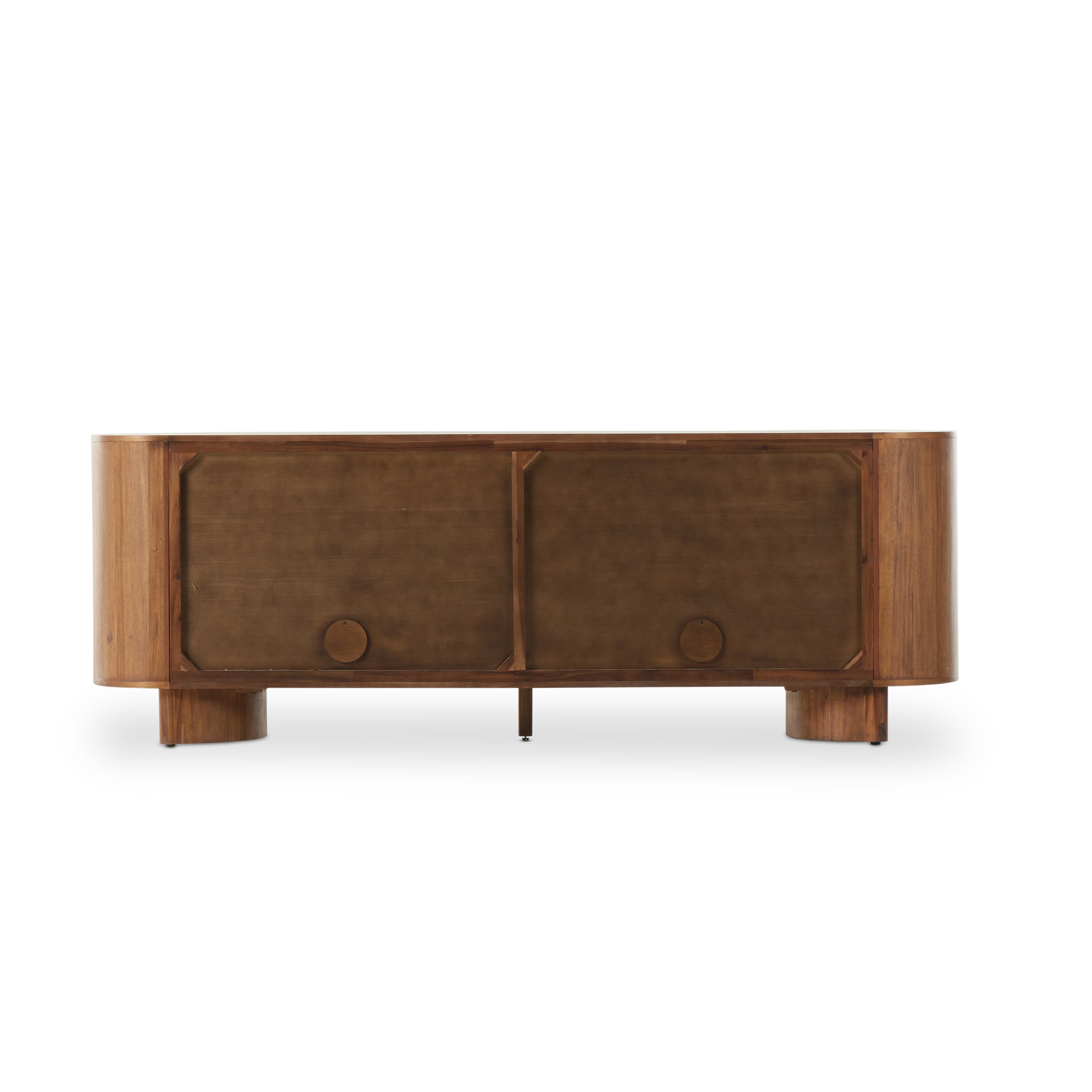 Featuring Paden Seasoned Brown Acacia Sideboard by Four Hands at Amethyst Home. Seasoned brown acacia forms curved legs and the cabinets of this sideboard. Generous space for all dining storage needs.
Collection: HaidenColors: Seasoned Brown Acacia ,Seasoned Brown Acacia Solid ,GunmetalMaterials: Thin Acacia Veneer ,Solid Acacia ,IronOverall Dimensions: 94"W x 23"L x 33"H Weight: 220. Amethyst Home provides interior design, new construction, custom furniture, and area rugs in the Tampa metro area.