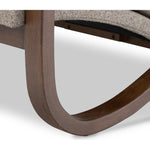 Inspired by vintage rocking chairs, the whimsical frame of this accent chair hugs removable plush feather foam-blend cushions on a webbed suspension style construction for true sink-in comfort. Cushions are upholstered in a new Turkish-made fabric made from 100% recycled olefin yarns with a tweed-like texture and feel Amethyst Home provides interior design, new home construction design consulting, vintage area rugs, and lighting in the Tampa metro area.
