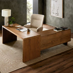 Featuring Posada Shaped Desk - Amber Oak Veneer L by Four Hands at Amethyst Home. Reflect your unique style with a modular desk and matching media console of amber-finished oak and cognac top-grain leather. Arrange to suit your space, while adding plenty of storage space to the office.Overall Dimensions: 78"W x 70"L x 30"H
Collection: BoltonColors: Amber Oak ,Amber Oak Veneer ,Gunmet. Amethyst Home provides interior design, new construction, custom furniture, and area rugs in the Miami metro area.