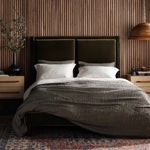 Featuring Potter Surrey Olive Bed by Four Hands at Amethyst Home. Upholstered in a velvety olive with subtle highs and lows that change in appearance depending on the direction of the fabric's nap. Fixed headboard cushioning for adds texture and comfort, while tapered oak legs lend a low-profile look.
Queen Dimensions: 66.00"w x 90.00"d x 55.00"hKing Dimensions: 82.50"w x 90.00". Amethyst Home provides interior design, new construction, custom furniture, and area rugs in the Des Moines metro area.