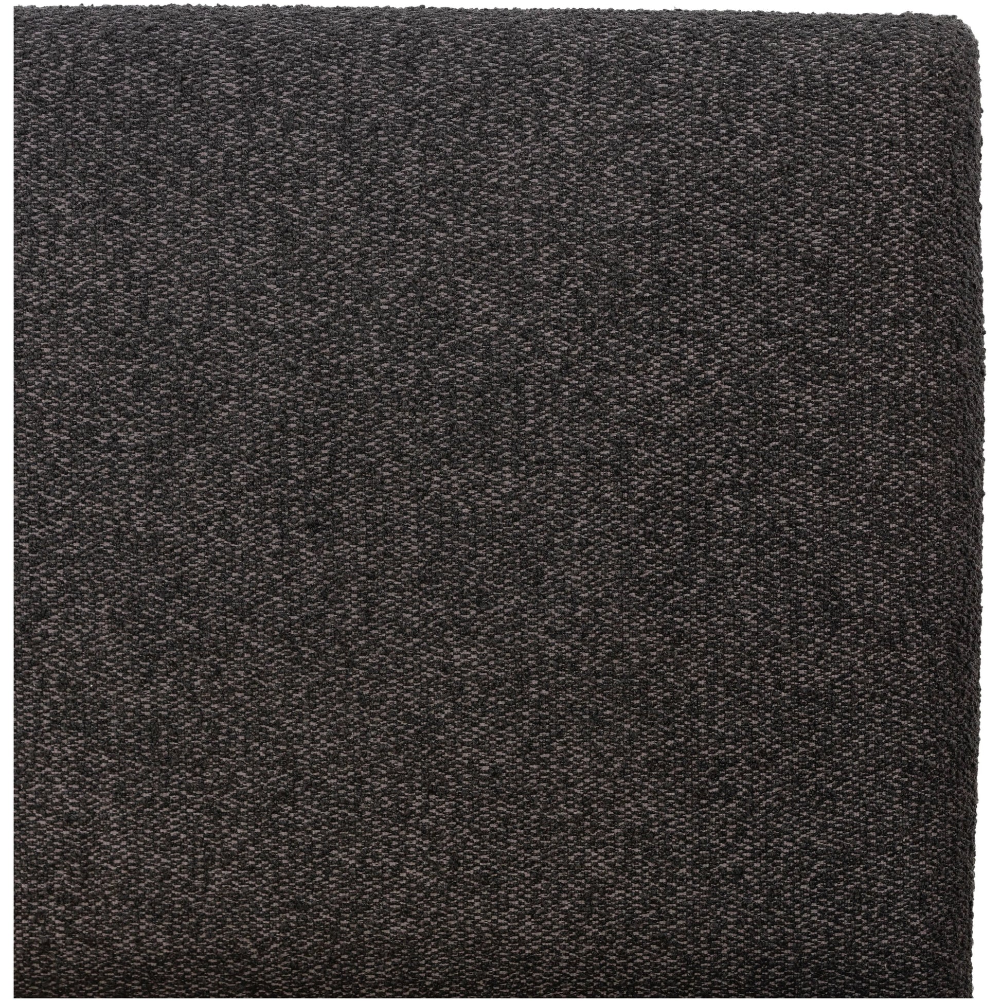 Modern, clean shaping meets inflated comfort with this padded, upholstered bed frame in a textural boucle-like pattern Amethyst Home provides interior design, new home construction design consulting, vintage area rugs, and lighting in the Washington metro area.