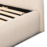 Featuring Quincy Lisbon Cream-Queen Bed by Four Hands at Amethyst Home. Modern, clean shaping meets inflated comfort with this padded, upholstered bed frame in a textural boucle-like pattern.Overall Dimensions: 73"W x 92.25"L x 40"H
Collection: EastonColors: Lisbon Cream ,BlackMaterials: 81% Pl, 19% Pc ,Solid Parawood Weight: 188.38 lbs. Amethyst Home provides interior design, new home construction design consulting, vintage area rugs, and lighting in the Boston metro area.