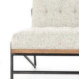 Featuring Romy Mabel Neutral Fleck Chair by Four Hands at Amethyst Home. Angular black-finished iron forms a slim hairpin frame for armless seating, with button tufting for texture. Light neutral upholstery features subtle flecks of color for a fun, fresh touch. Performance fabrics are specially created to withstand spills, stains, high traffic and wear, ensuring long-term comfo. Amethyst Home provides interior design, new construction, custom furniture, and area rugs in the Des Moines metro area.