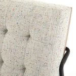 Featuring Romy Mabel Neutral Fleck Chair by Four Hands at Amethyst Home. Angular black-finished iron forms a slim hairpin frame for armless seating, with button tufting for texture. Light neutral upholstery features subtle flecks of color for a fun, fresh touch. Performance fabrics are specially created to withstand spills, stains, high traffic and wear, ensuring long-term comf. Amethyst Home provides interior design, new construction, custom furniture, and area rugs in the Los Angeles metro area.