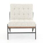 Featuring Romy Mabel Neutral Fleck Chair by Four Hands at Amethyst Home. Angular black-finished iron forms a slim hairpin frame for armless seating, with button tufting for texture. Light neutral upholstery features subtle flecks of color for a fun, fresh touch. Performance fabrics are specially created to withstand spills, stains, high traffic and wear, ensuring long-term co. Amethyst Home provides interior design, new construction, custom furniture, and area rugs in the Winter Garden metro area.