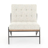 Featuring Romy Mabel Neutral Fleck Chair by Four Hands at Amethyst Home. Angular black-finished iron forms a slim hairpin frame for armless seating, with button tufting for texture. Light neutral upholstery features subtle flecks of color for a fun, fresh touch. Performance fabrics are specially created to withstand spills, stains, high traffic and wear, ensuring long-term co. Amethyst Home provides interior design, new construction, custom furniture, and area rugs in the Winter Garden metro area.