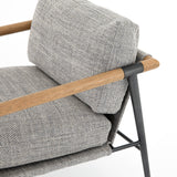 Featuring Rowen Chair - Thames Raven by Four Hands at Amethyst Home. Textural grey seating of performance-grade upholstery, with angular arms of exposed oak providing fresh contrast. Slim, carbon-finished steel legs for a dose of modern-industrial edge. Performance fabrics are specially created to withstand spills, stains, high traffic and wear, ensuring long-. Amethyst Home provides interior design, new home construction design consulting, vintage area rugs, and lighting in the Austin metro area.