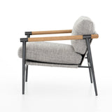 Featuring Rowen Chair - Thames Raven by Four Hands at Amethyst Home. Textural grey seating of performance-grade upholstery, with angular arms of exposed oak providing fresh contrast. Slim, carbon-finished steel legs for a dose of modern-industrial edge. Performance fabrics are specially created to withstand spills, stains, high traffic and wear, ensuring long-. Amethyst Home provides interior design, new home construction design consulting, vintage area rugs, and lighting in the Boston metro area.