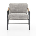 Featuring Rowen Chair - Thames Raven by Four Hands at Amethyst Home. Textural grey seating of performance-grade upholstery, with angular arms of exposed oak providing fresh contrast. Slim, carbon-finished steel legs for a dose of modern-industrial edge. Performance fabrics are specially created to withstand spills, stains, high traffic and wear, ensuring lo. Amethyst Home provides interior design, new home construction design consulting, vintage area rugs, and lighting in the Charlotte metro area.