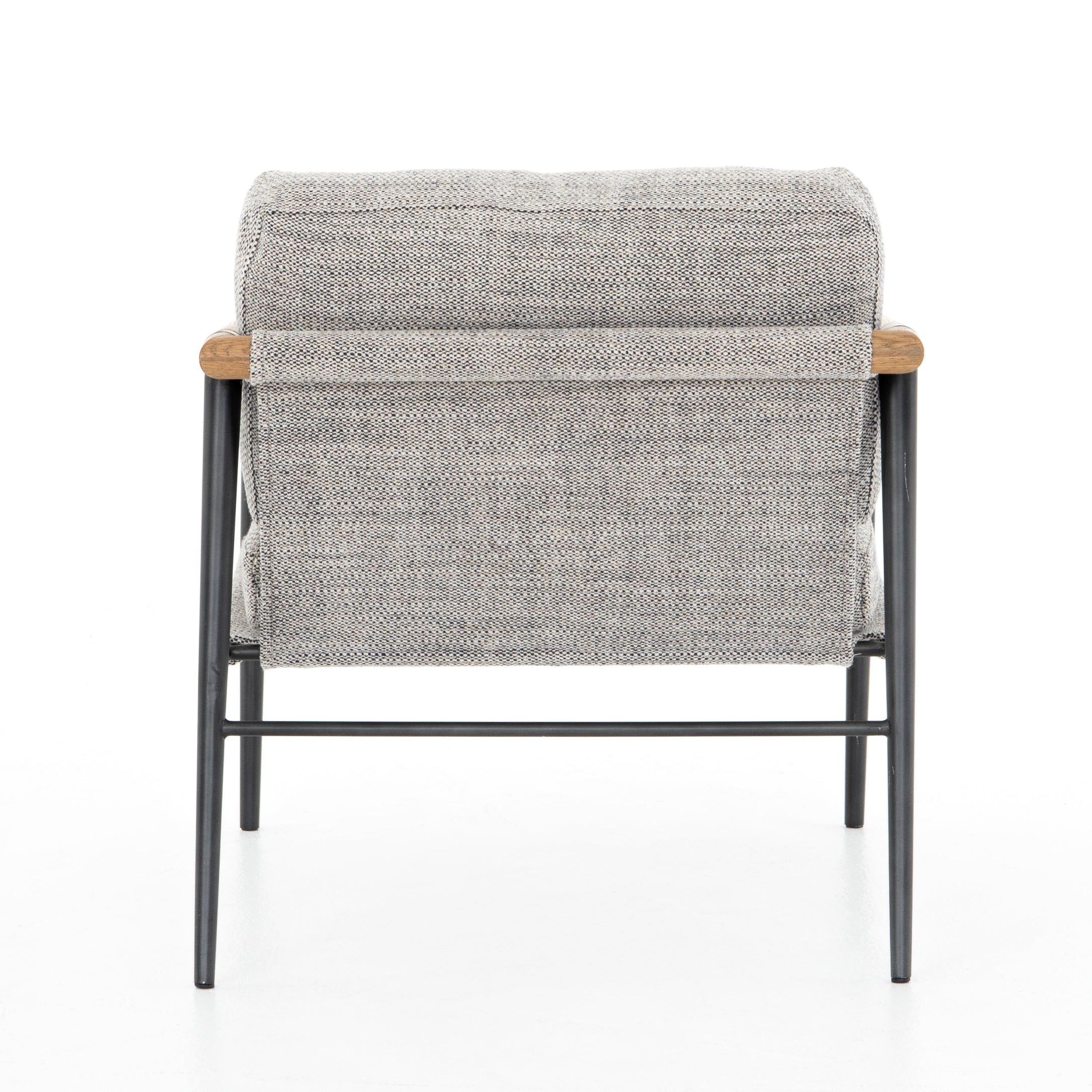 Featuring Rowen Chair - Thames Raven by Four Hands at Amethyst Home. Textural grey seating of performance-grade upholstery, with angular arms of exposed oak providing fresh contrast. Slim, carbon-finished steel legs for a dose of modern-industrial edge. Performance fabrics are specially created to withstand spills, stains, high traffic and wear, ensuring long. Amethyst Home provides interior design, new home construction design consulting, vintage area rugs, and lighting in the Houston metro area.