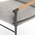 Featuring Rowen Chair - Thames Raven by Four Hands at Amethyst Home. Textural grey seating of performance-grade upholstery, with angular arms of exposed oak providing fresh contrast. Slim, carbon-finished steel legs for a dose of modern-industrial edge. Performance fabrics are specially created to withstand spills, stains, high traffic and wear, ensuring lo. Amethyst Home provides interior design, new home construction design consulting, vintage area rugs, and lighting in the San Diego metro area.