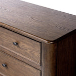 Featuring Russ Aged Oak Oversized Dresser by Four Hands at Amethyst Home. Like an heirloom dresser with three smaller drawers up top, this aged oak design has room for it all. Detailed with an overhang surface, carved edges top to bottom, angled legs and oval drawer pulls finished in dark gunmetal.
Overall Dimensions: 21.0" L x 72.0" W x 38.75" H
Collecti. Amethyst Home provides interior design, new home construction design consulting, vintage area rugs, and lighting in the Los Angeles metro area.