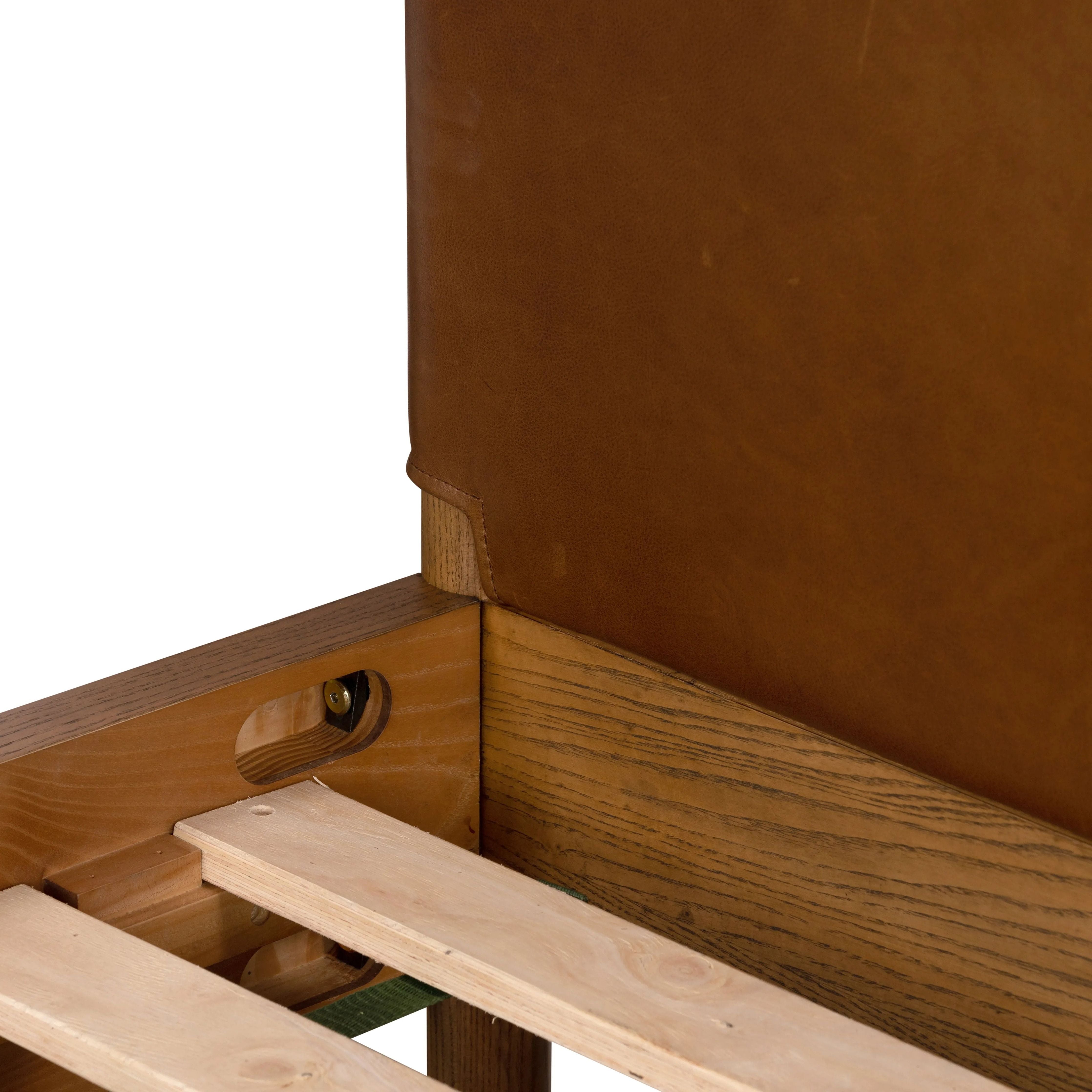 Featuring Salado Heirloom Sienna-Queen Bed by Four Hands at Amethyst Home. Solid ash framing and heirloom leather panel details craft this safari-inspired bed frame. Sourced from one of the oldest family-owned tanneries in Italyâ€™s Bassano del Grappa, our heirloom leather covering is salvaged and processed from upcycled hides featuring an abundance of natural. Amethyst Home provides interior design, new home construction design consulting, vintage area rugs, and lighting in the Boston metro area.