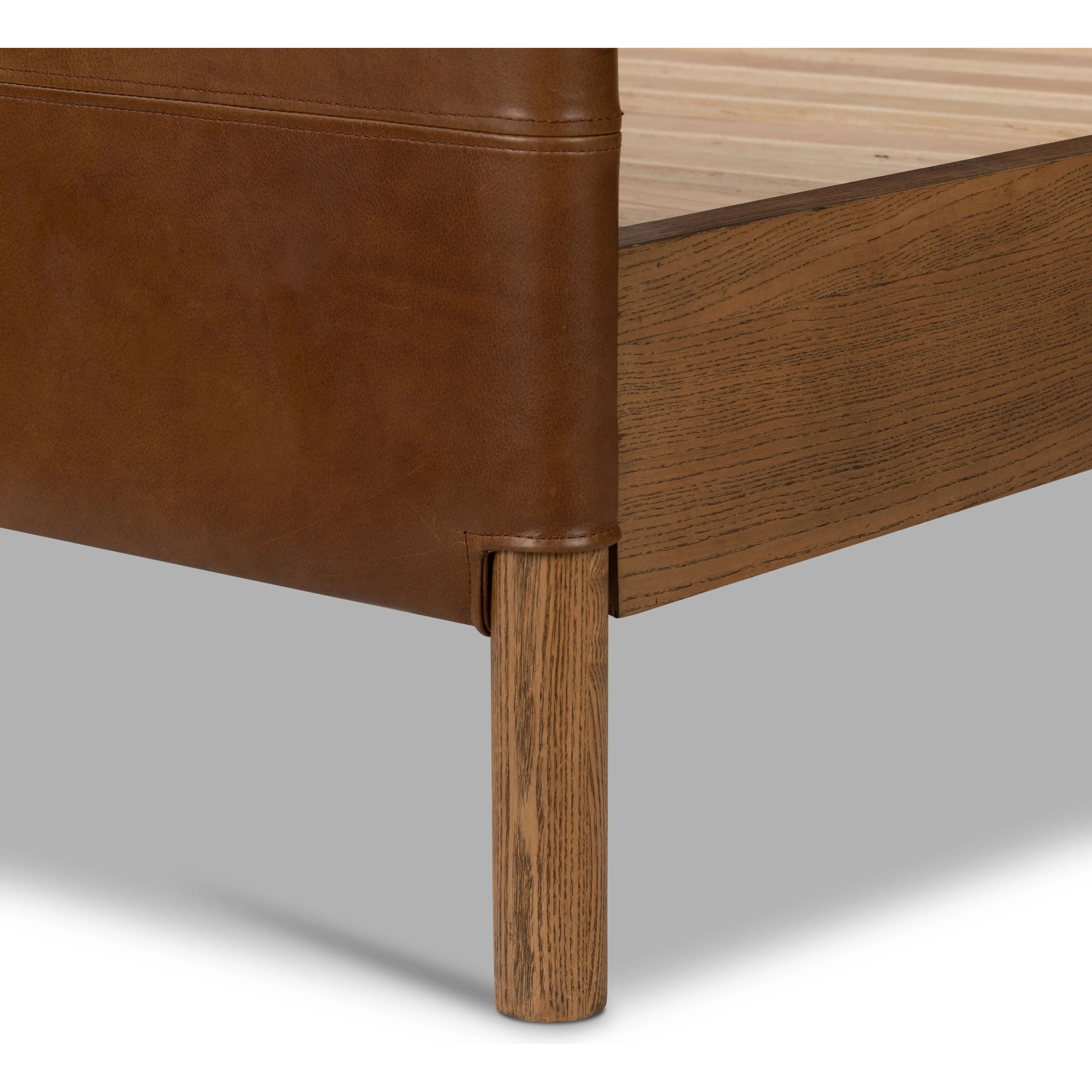 Featuring Salado Heirloom Sienna-Queen Bed by Four Hands at Amethyst Home. Solid ash framing and heirloom leather panel details craft this safari-inspired bed frame. Sourced from one of the oldest family-owned tanneries in Italyâ€™s Bassano del Grappa, our heirloom leather covering is salvaged and processed from upcycled hides featuring an abundance of natural. Amethyst Home provides interior design, new home construction design consulting, vintage area rugs, and lighting in the Dallas metro area.