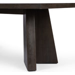 Made from oak and finished in a rich espresso, bold, angular shaping brings major impact to the dining room. Clean, classic lines suit different design styles with ease, from modern to traditional. Seats 10 comfortably. Amethyst Home provides interior design, new construction, custom furniture, and area rugs in the Newport Beach metro area.