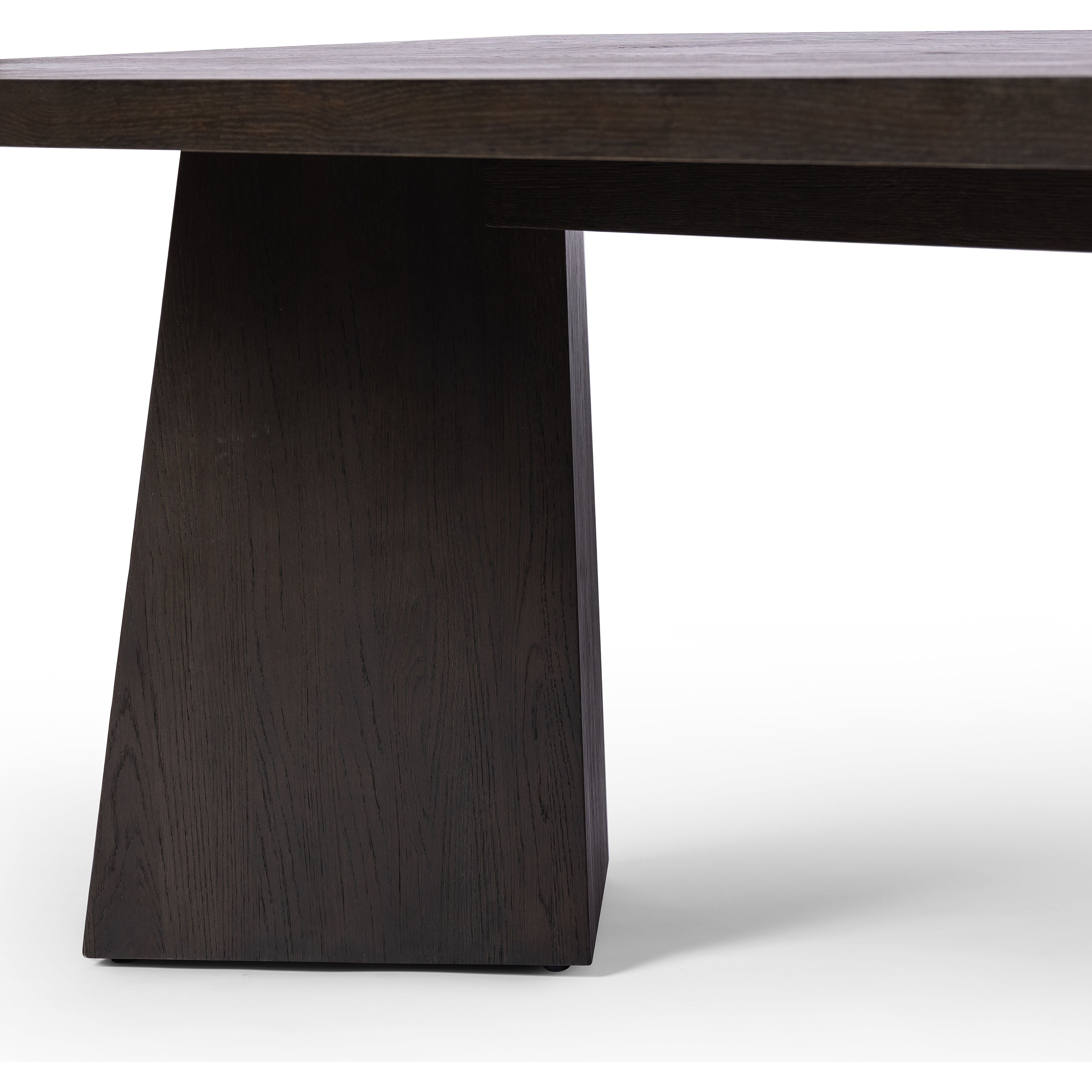 Made from oak and finished in a rich espresso, bold, angular shaping brings major impact to the dining room. Clean, classic lines suit different design styles with ease, from modern to traditional. Seats 10 comfortably. Amethyst Home provides interior design, new construction, custom furniture, and area rugs in the Omaha metro area.