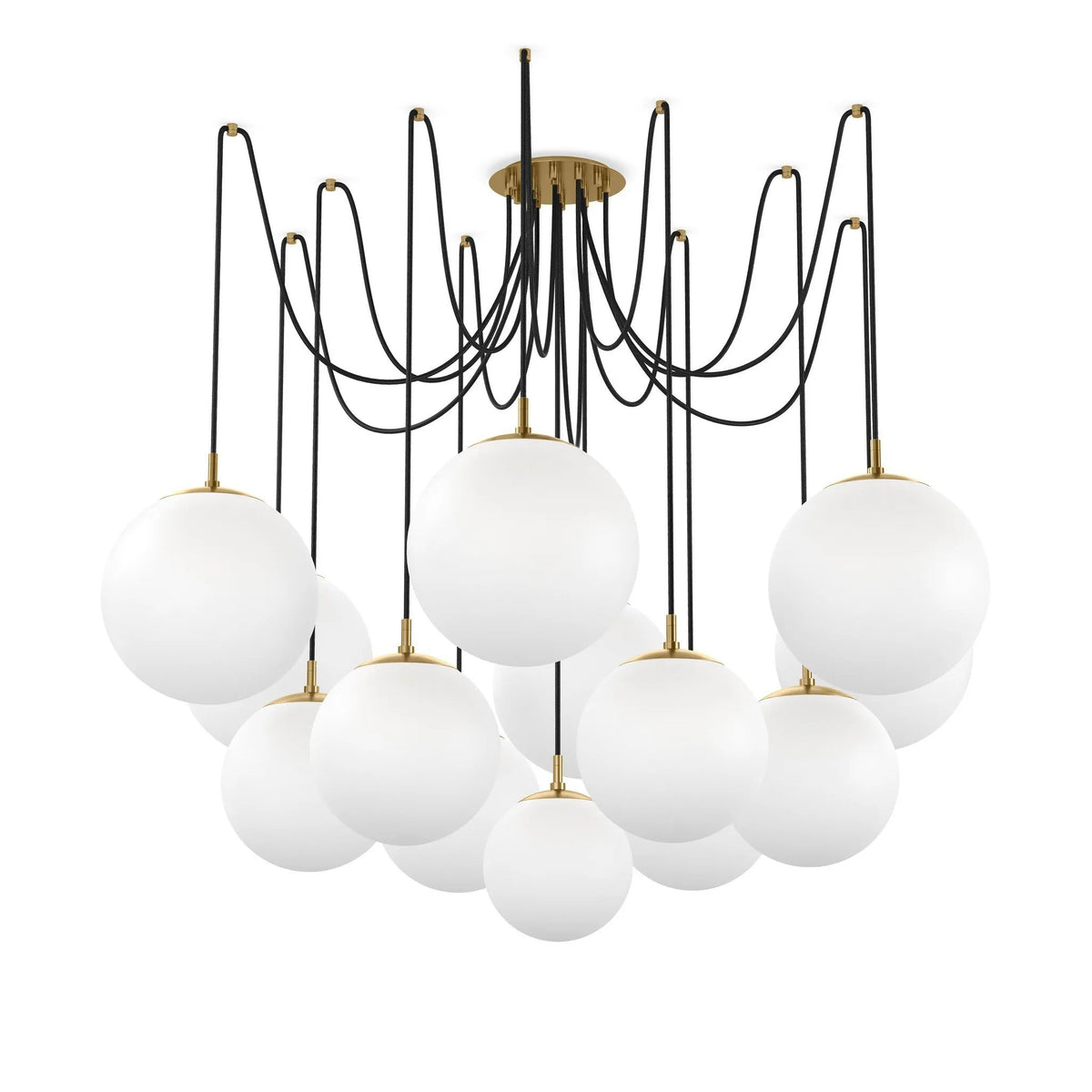 Spider Burnished Brass Opal Matte Glass Cord Chandelier | ready to ship!
