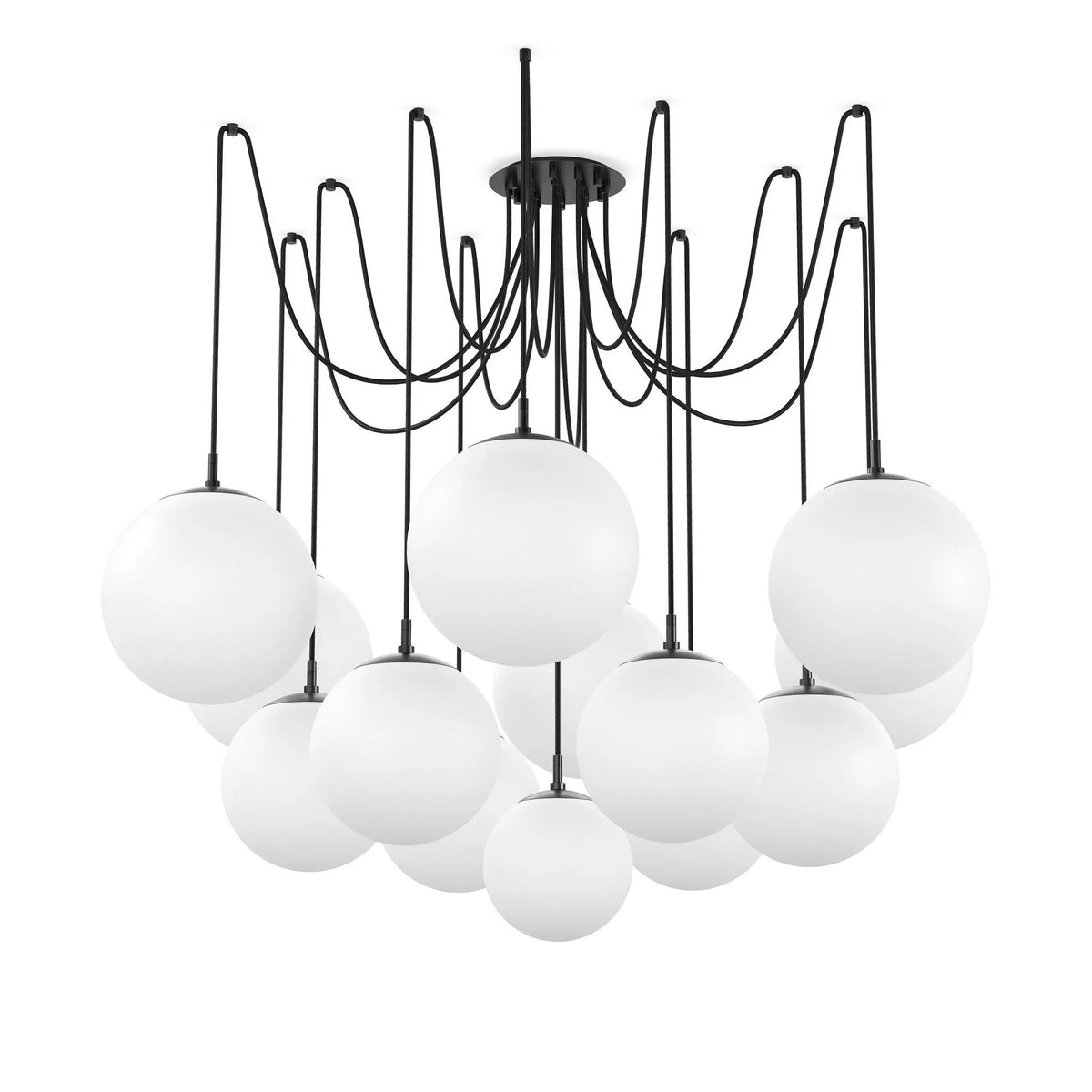 Spider Black Gunmetal Opal Matte Glass Cord Chandelier | ready to ship!