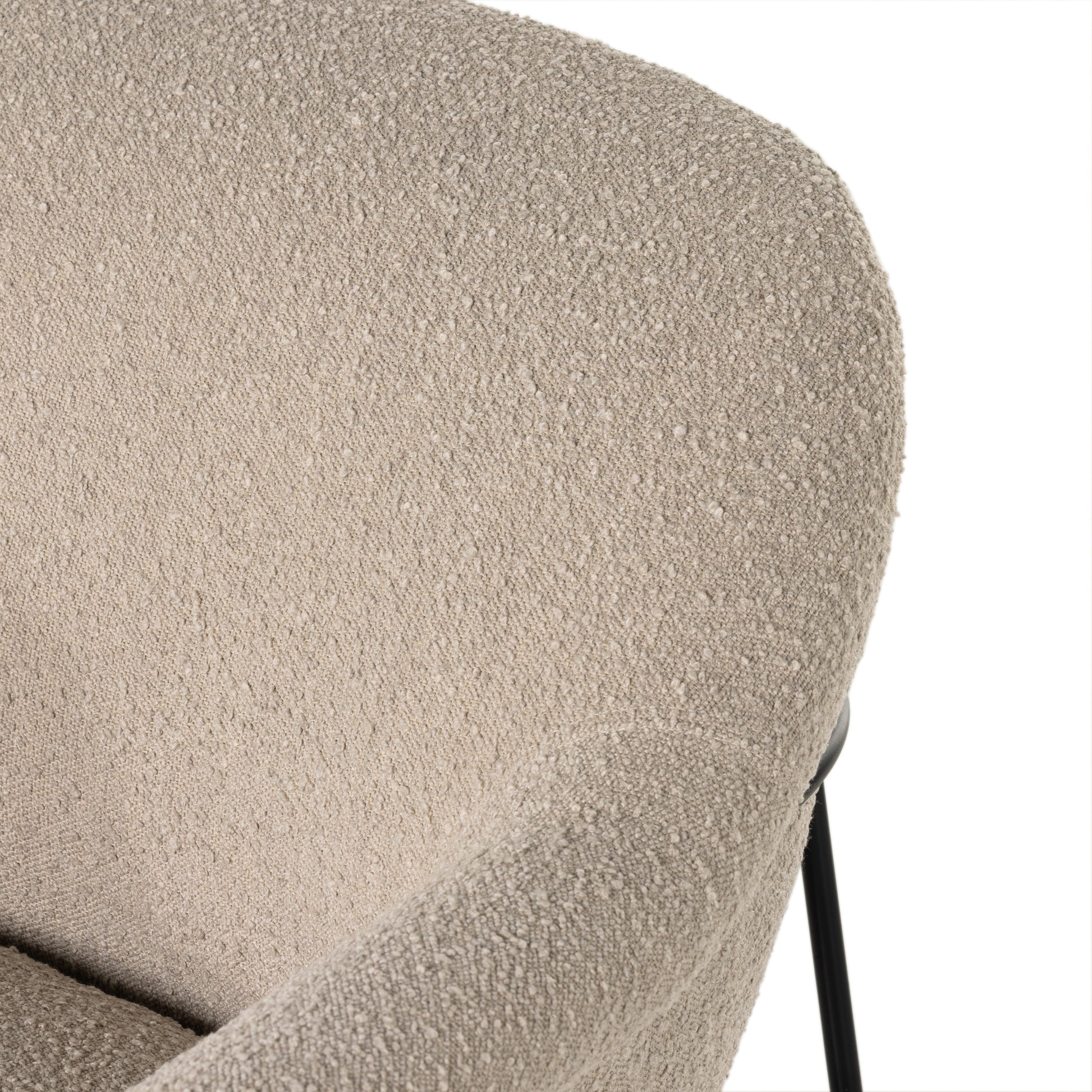 With a curvy silhouette and classic rolled arms, soft boucle lends a fresh feel to comfortable accent seating, with an airy iron cradle base for a beautiful balance of scale. Performance fabrics are specially created to withstand spills, stains, high traffic and wear, ensuring long-term comfort and unmatched durability. Amethyst Home provides interior design, new construction, custom furniture, and area rugs in the Alpharetta metro area.