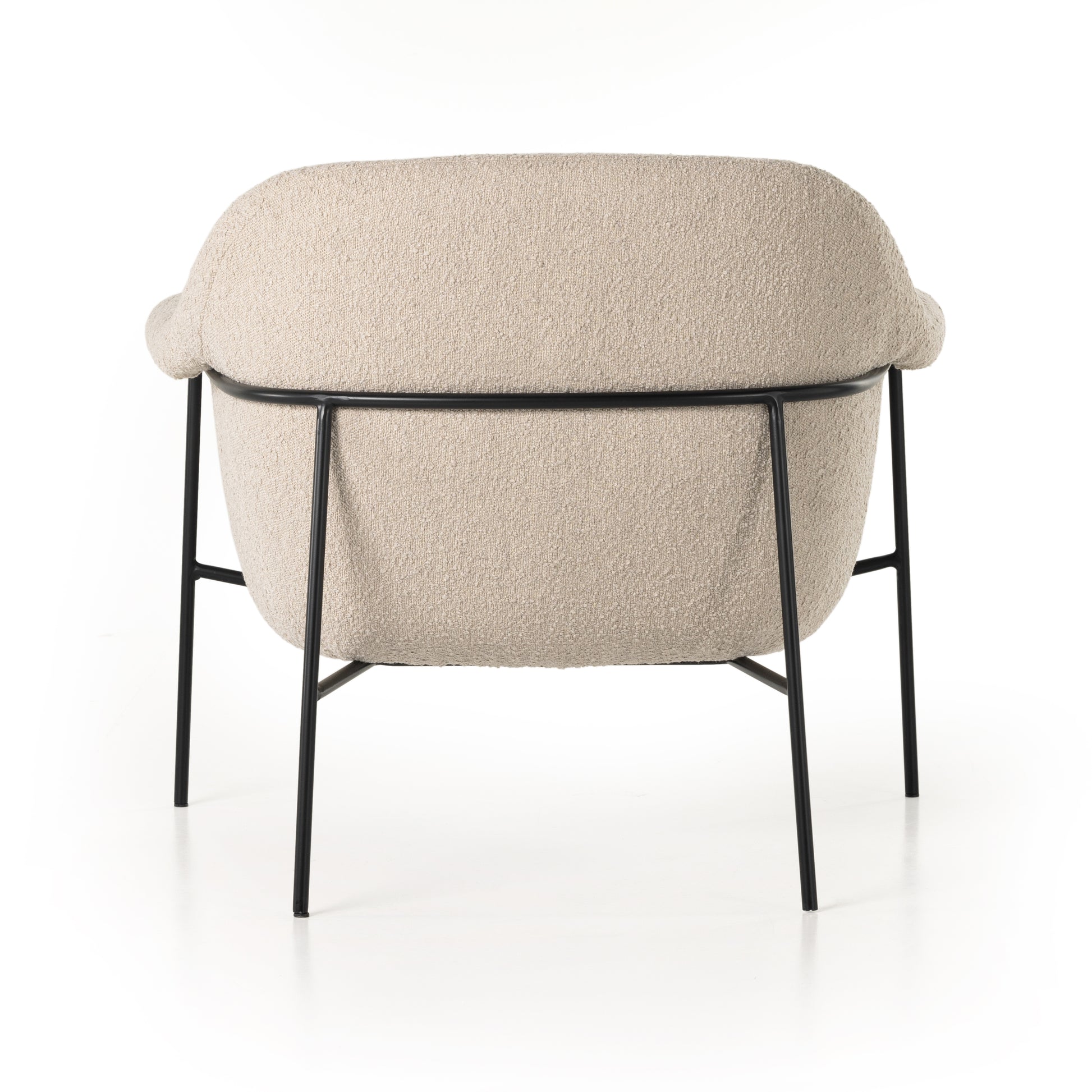 With a curvy silhouette and classic rolled arms, soft boucle lends a fresh feel to comfortable accent seating, with an airy iron cradle base for a beautiful balance of scale. Performance fabrics are specially created to withstand spills, stains, high traffic and wear, ensuring long-term comfort and unmatched durability. Amethyst Home provides interior design, new construction, custom furniture, and area rugs in the Portland metro area.