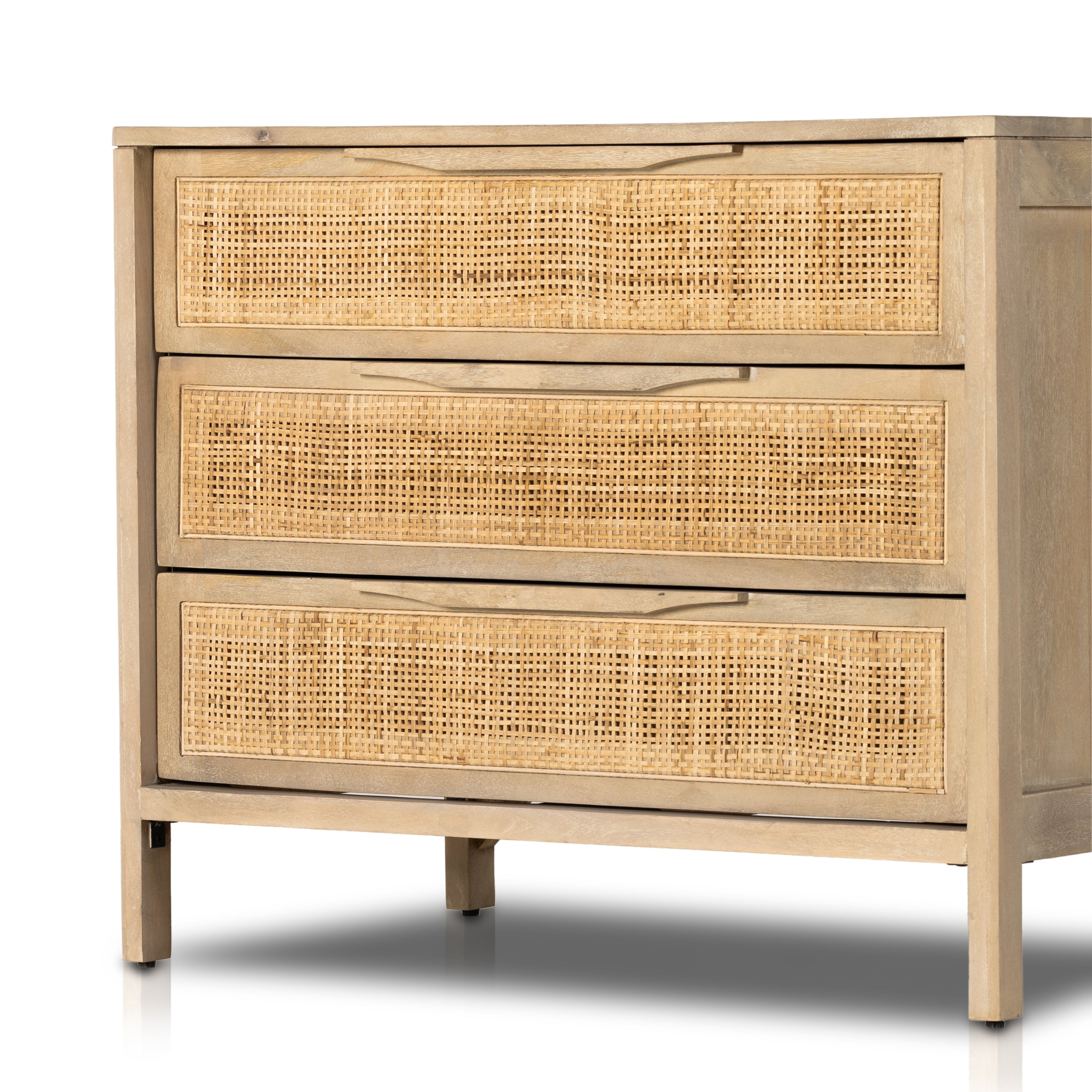 Featuring Sydney Large Nightstand - Natural Mango by Four Hands at Amethyst Home. Natural mango frames inset woven cane, for a light, textural look with organic allure. Three spacious drawers provide plenty of closed storage. Amethyst Home provides interior design, new home construction design consulting, vintage area rugs, and lighting in the Des Moines metro . Amethyst Home provides interior design, new home construction design consulting, vintage area rugs, and lighting in the Miami metro area.