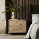 Featuring Sydney Large Nightstand - Natural Mango by Four Hands at Amethyst Home. Natural mango frames inset woven cane, for a light, textural look with organic allure. Three spacious drawers provide plenty of closed storage. Amethyst Home provides interior design, new home construction design consulting, vintage area rugs, and lighting in the Des Moines m. Amethyst Home provides interior design, new home construction design consulting, vintage area rugs, and lighting in the Scottsdale metro area.