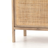 Natural mango frames inset woven cane, for a light, textural look with fresh organic allure. Removable interior shelf for clever convenience. Amethyst Home provides interior design, new construction, custom furniture, and area rugs in the Miami metro area.