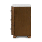 Made from solid oak and finished in a toasted oak, this three-drawer nightstand is inspired by European antiques to bring both style and storage space to the bedroom.Collection: Collins Amethyst Home provides interior design, new home construction design consulting, vintage area rugs, and lighting in the Kansas City metro area.