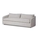 Featuring Topanga Knoll Domino Sofa by Four Hands at Amethyst Home. Textural boucle and angled arms give this sofa a stylish upgrade, while the two-over-one cushion configuration lend a laid-back look. Performance fabric is specially created to withstand spills, stains, high traffic and wear, ensuring long-term comfort and unmatched durability.
Overall Dim. Amethyst Home provides interior design, new home construction design consulting, vintage area rugs, and lighting in the Alpharetta metro area.